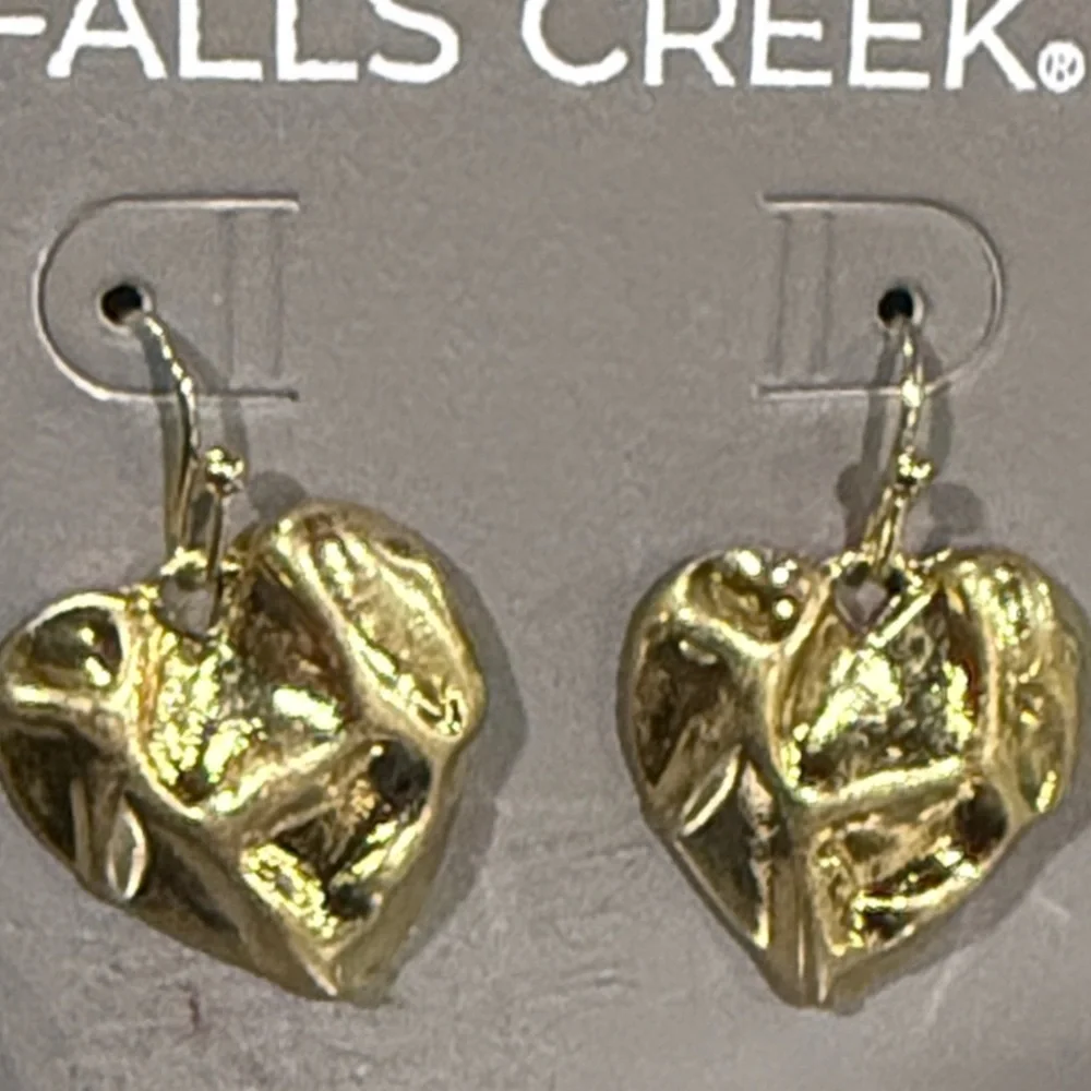 Falls Creek Shiny Gold Heart Earrings